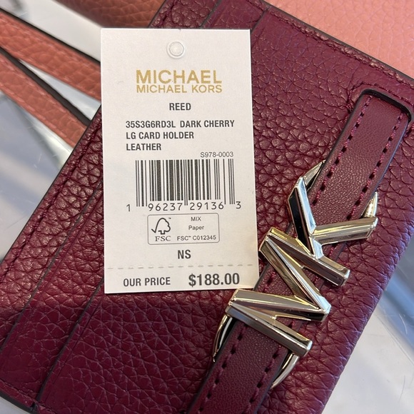 MICHAEL KORS
Reed Large Pebbled Leather Card Holder Case
Dark Cherry 
NWT - Picture 12 of 16